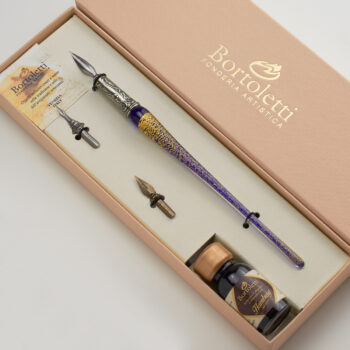 Set calligrafia vetro Murano foglia oro artigianale Made in Italy