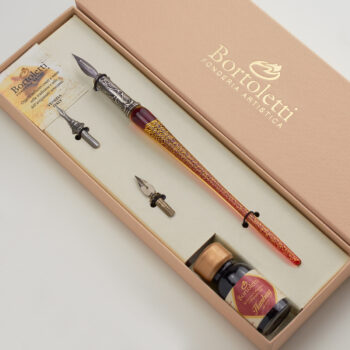 Set calligrafia vetro Murano foglia oro artigianale Made in Italy