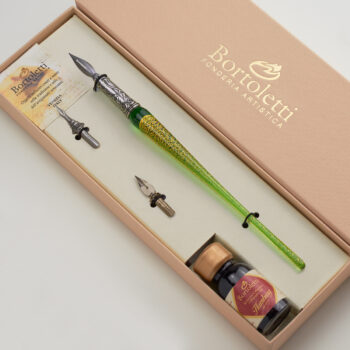 Set calligrafia vetro Murano foglia oro artigianale Made in Italy