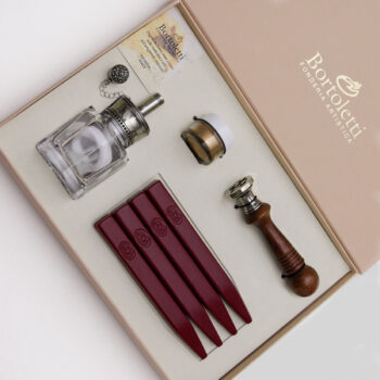 Kit complet de cachet à cire pour mariage, avec crème dorée et réchaud