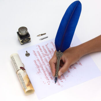 Penna d’oca calligrafica Corona con decorazione Fleur-de-Lis