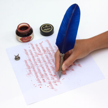 Set penna d’oca con calamaio e inchiostro calligrafico