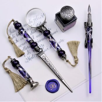 Juego de escritorio de lujo de cristal de Murano con accesorios de caligrafía